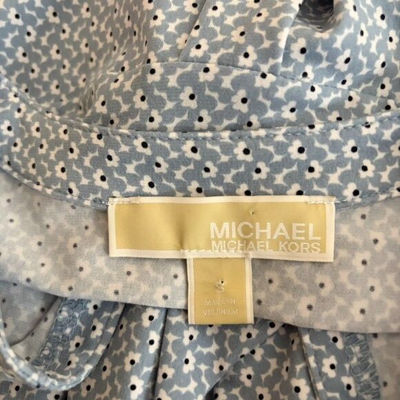 Michael Kors Blouse Women's Small V-Neck Zipper Long Sleeve Career Shirt Top - Picture 6 of 8